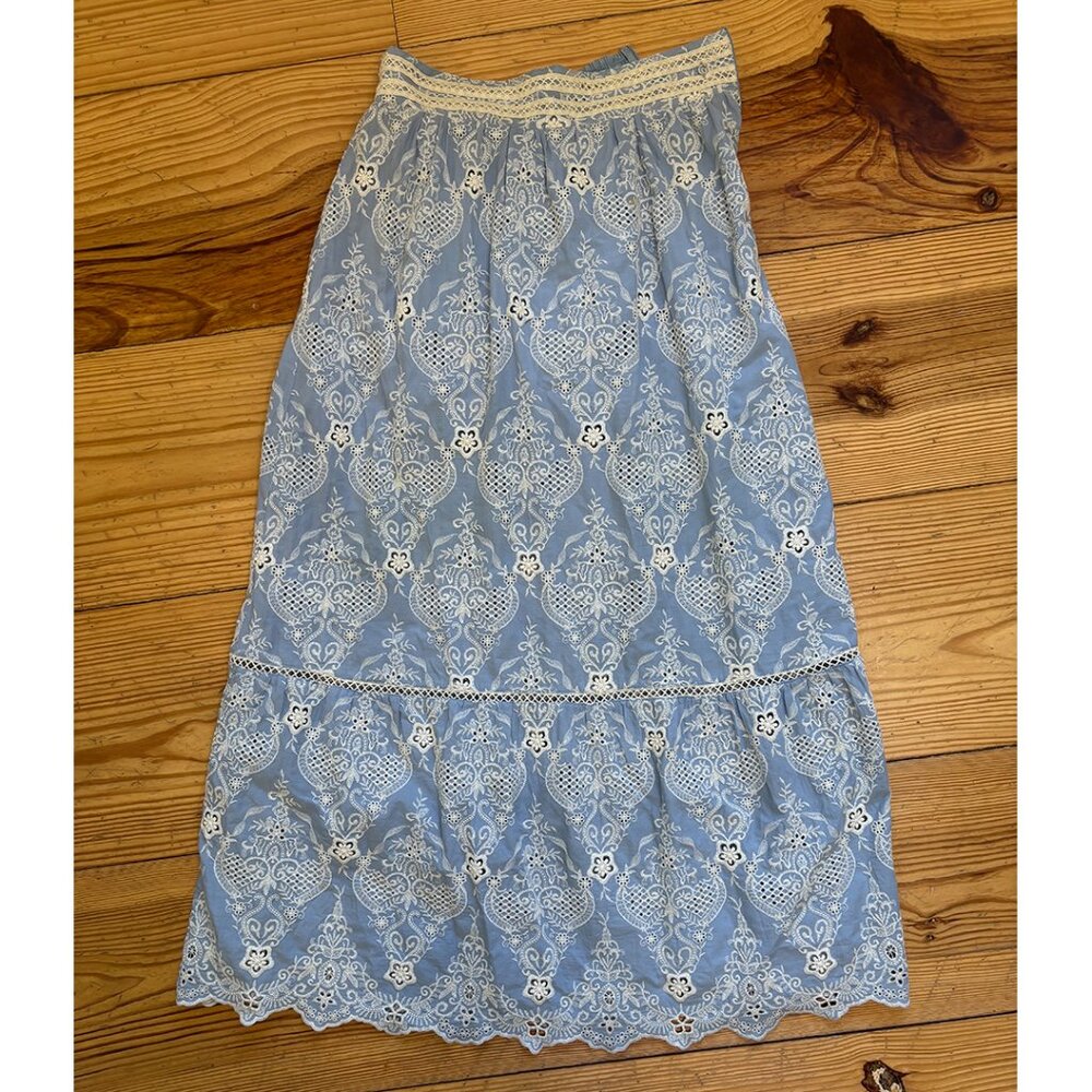 Guess Blue Frida Embroidered Maxi Skirt!